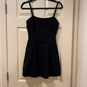 Bebe Black Spaghetti Strap Mini Dress Women’s 2 Flared Skirt Cocktail Party LBD